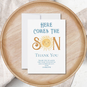 Here Comes The Son Baby Shower Thank You Card