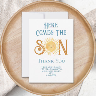 Here Comes The Son Baby Shower Thank You Card