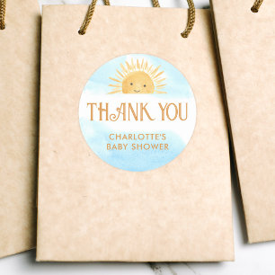 Here Comes The Son Baby Shower Thank You Classic Round Sticker