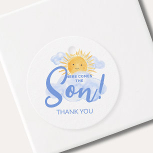 Here Comes The Son Baby Shower Thank You Favour Tags