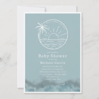 Here Comes The Son Beach Surf Blue Baby Shower