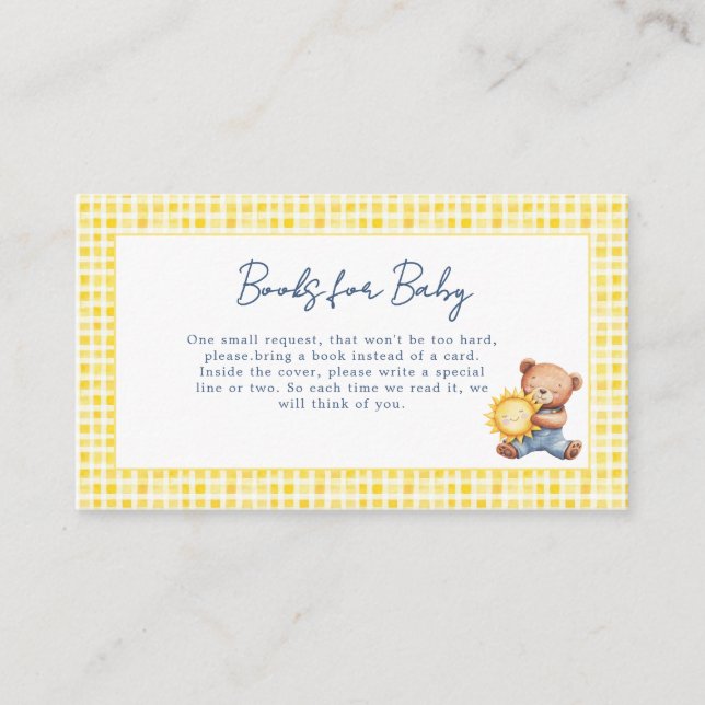 Here Comes the Son Bear Baby Shower Enclosure Card (Front)