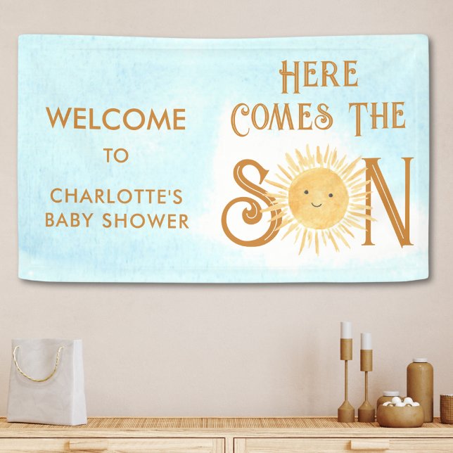 Here Comes The Son Blue Sky Baby Shower Welcome Banner (Creator Uploaded)