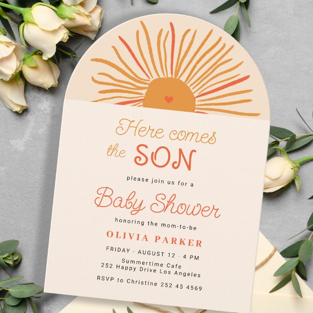 Here comes the son boho arch sun boy baby shower invitation (Creator Uploaded)