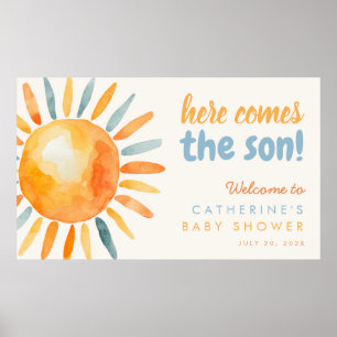 Here Comes the SON Boho Baby Shower Poster
