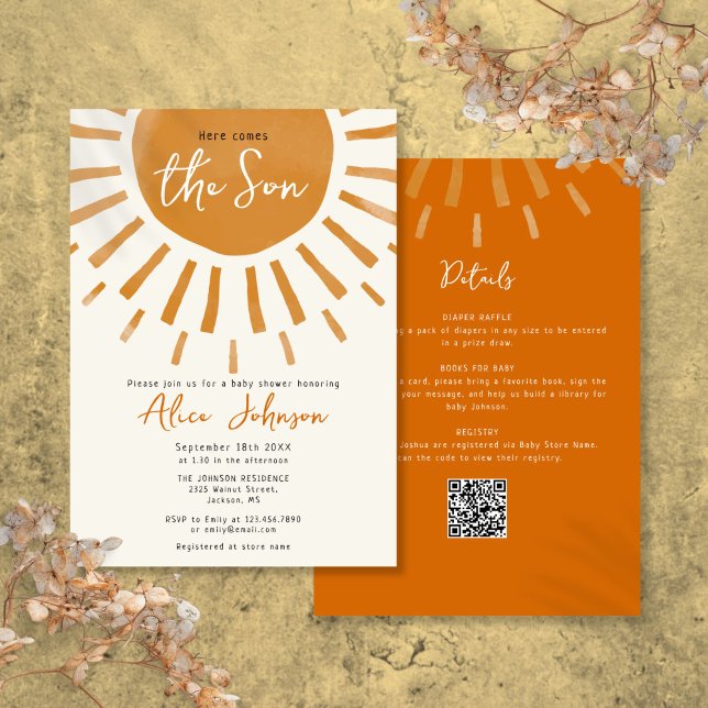 Here Comes The Son Boho Boy All In One Baby Shower Invitation (Here Comes The Son Boho Boy All In One Baby Shower Invitation)