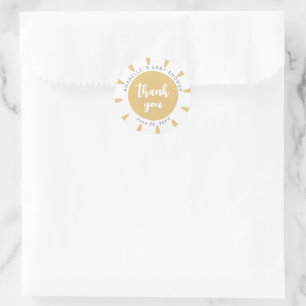 Here Comes The Son Boho Minimal Shower Thank You Classic Round Sticker