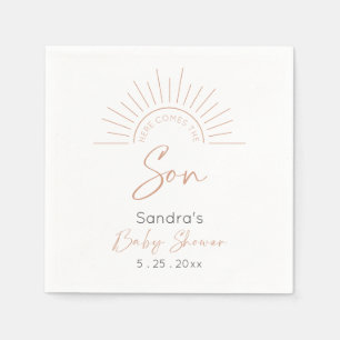 Here Comes The Son Boho Modern Baby Shower Napkin