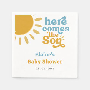 Here comes the son boho retro baby shower  napkin