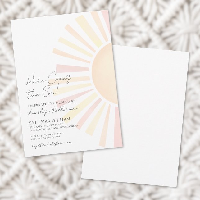 Here Comes The Son Boho Sun Baby Shower Invitation (Here Comes The Son Boho Sun Baby Shower Invitation)