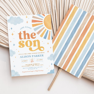 Here Comes the Son: Boho Sun Boy Baby Shower Invitation