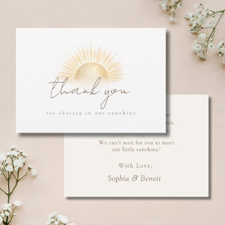 Here Comes The Son Boho Sun Boy Baby Shower  Thank You Card