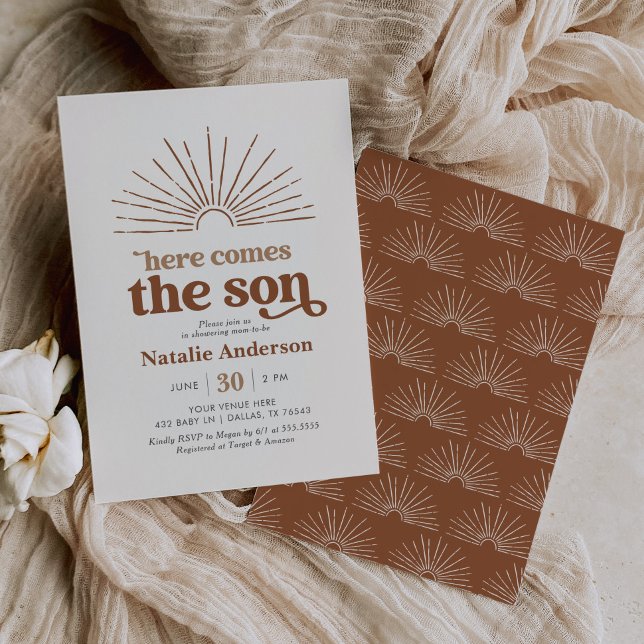 Here Comes the Son Boho Sunshine Baby Shower Invitation (Creator Uploaded)
