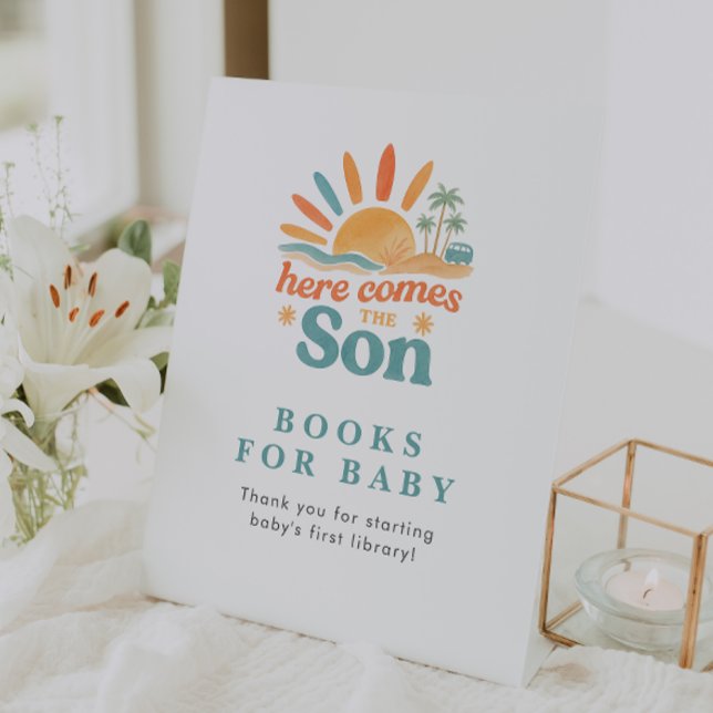 Here Comes The Son Books For Baby Shower Table Top Pedestal Sign (Creator Uploaded)
