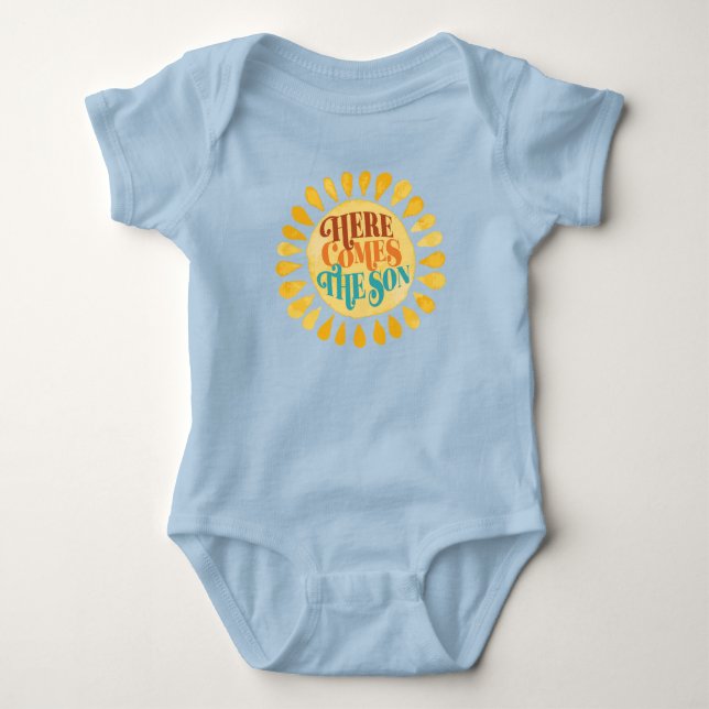 Here Comes The Son Boy Baby Bodysuit (Front)