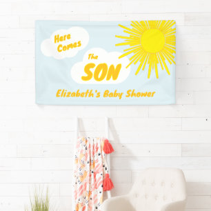 Here Comes The Son Boy Baby Shower Banner