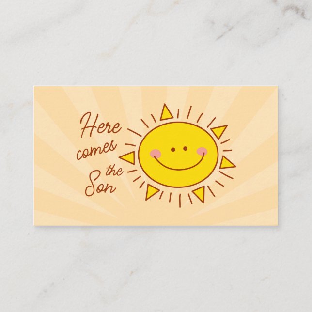 Here Comes The Son Boy Baby Shower Books For Baby Enclosure Card (Back)