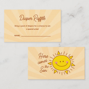 Here Comes The Son Boy Baby Shower Diaper Raffle Enclosure Card