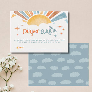 Here Comes the Son Boy Baby Shower Diaper Raffle Enclosure Card