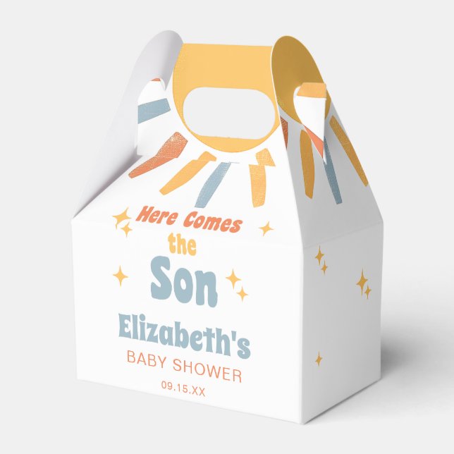 Here Comes The Son Boy Baby Shower Favour Box (Front Side)