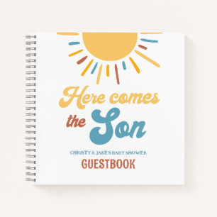 Here Comes The Son Boy Baby Shower Guestbook Notebook