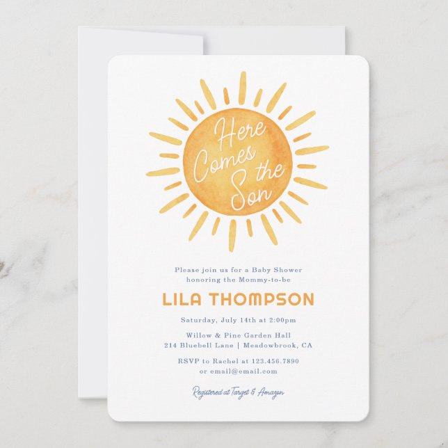 Here Comes the Son Boy Baby Shower Invitation (Front)