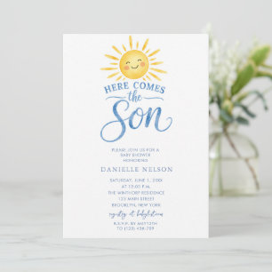 Here Comes The Son Boy Baby Shower Invitation