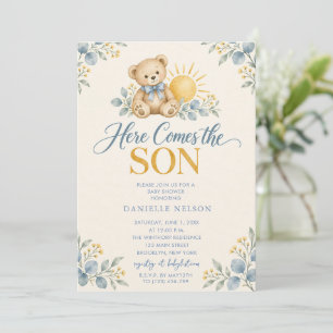 Here Comes The Son Boy Baby Shower Invitation