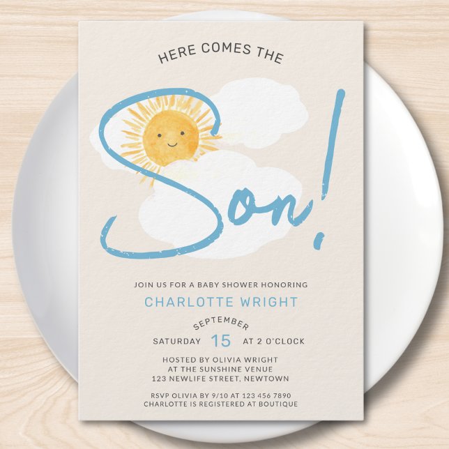 Here Comes The Son Boy Baby Shower Invitation (Creator Uploaded)