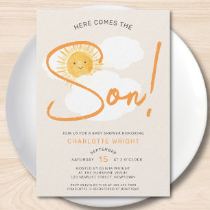 Here Comes The Son Boy Baby Shower Invitation