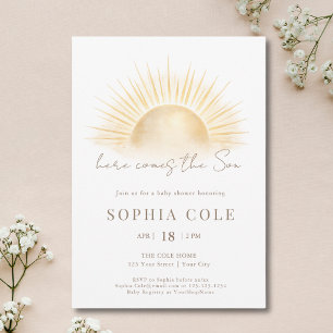 Here Comes The Son Boy Baby Shower Invitation