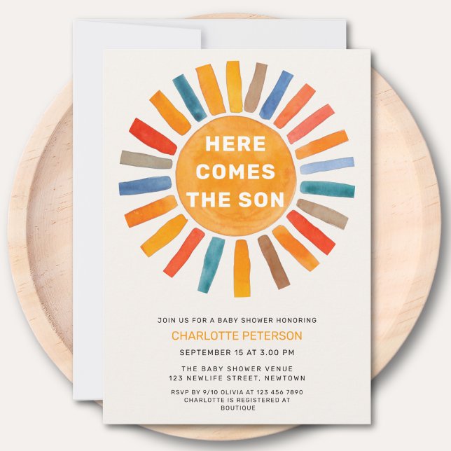 Here Comes the Son Boy Baby Shower Invitation (Creator Uploaded)