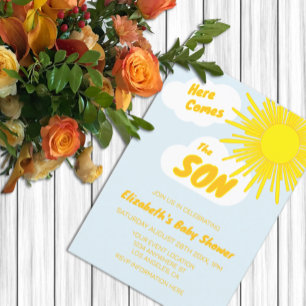 Here Comes The Son Boy Baby Shower Invitation
