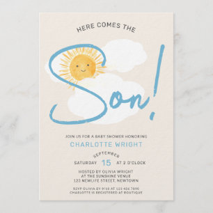 Here Comes The Son Boy Baby Shower Invitation