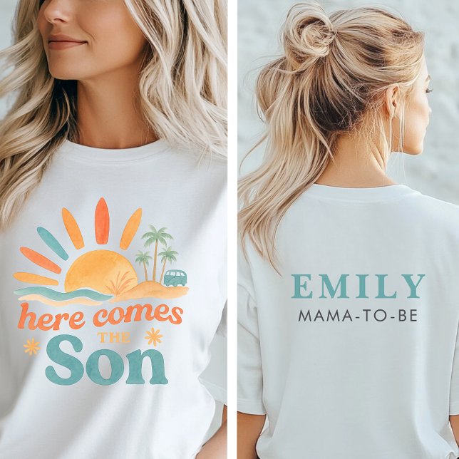 Here Comes The Son Boy Baby Shower Mummy To Be T-Shirt (Creator Uploaded)