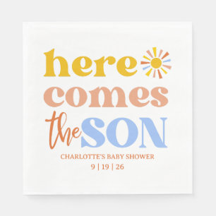 Here Comes The Son Boy Baby Shower Napkin