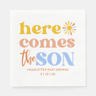 Here Comes The Son Boy Baby Shower Napkin