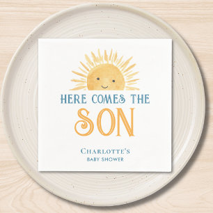 Here Comes The Son Boy Baby Shower Napkin