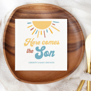 Here Comes The Son Boy Baby Shower Napkin