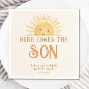 Here Comes The Son Boy Baby Shower Napkin