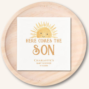 Here Comes The Son Boy Baby Shower Napkin