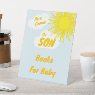 Here Comes The Son Boy Baby Shower Pedestal Sign