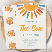 Here Comes the Son Boy Baby Shower Thank You Card