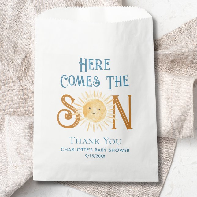 Here Comes The Son Boy's Baby Shower Favour Bags (Creator Uploaded)