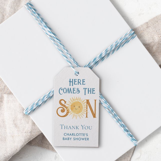 Here Comes The Son Boy's Baby Shower Gift Tags (Creator Uploaded)