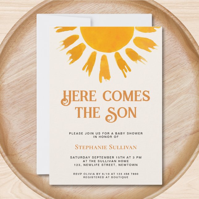 Here Comes the Son Boys Baby Shower Invitation (Creator Uploaded)