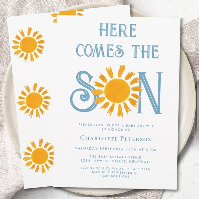 Here Comes The Son Boy's Baby Shower Invitation (Creator Uploaded)