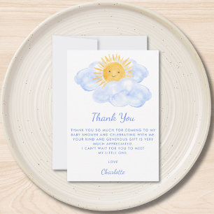 Here Comes The Son Boy's Baby Shower Thank You Card