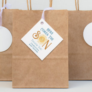 Here Comes The Son Boy's Baby Shower Thank You Favour Tags