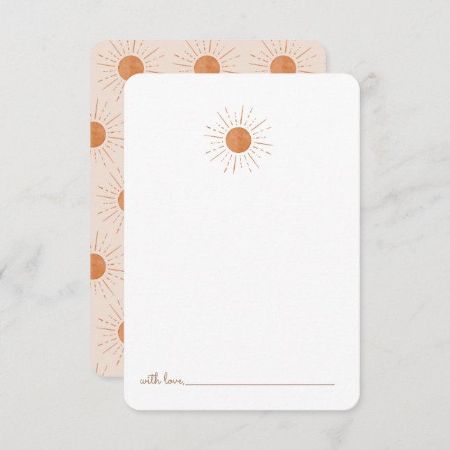 Here comes the son Burnt Orange Sun Time Capsule Thank You Card (Front/Back)